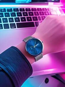 BIDEN Reloj de cuarzo para hombres BIDEN, correa de malla de acero inoxidable ultrafina, estilo de negocios casual, adecuado para uso diario, regalo para vacaciones y cumpleaños