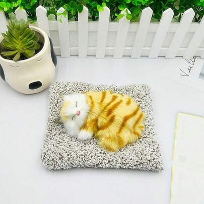 1 set söt realistisk katt bambu träkol luftrenare (kattskatt), realistisk kattfigur, renar luften och tar bort formaldehyd, bedårande heminredning, helande andlig prydnad, känslomässig dekor, ger hemmet glädje