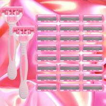 2pcs Handle + 36pcs Blade, Manual 6-Layer Stainless Steel Razor, Unisex Hair Removal For Armpits, Legs, Chest, Economical & Portable Personal Grooming Tool