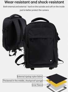 FB FB/Fengbiao Padded Camera Backpack, Suitable For Canon/Nikon/ DSLR Mirrorless Camera, Large Capacity Multi-Function Carrying Case For 1 Camera And 4 Lenses, Digital Camera Bag For Travel