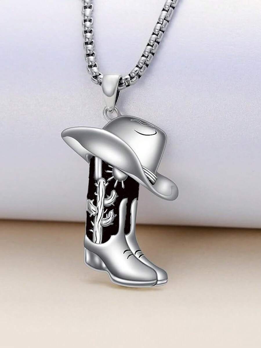 THINTIME 1pc Men's Fashionable British Style Boot Pendant Necklace - Multicolor - View 1
