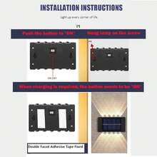1/2/4/6pcs Solar Powered 10 LED Up Down Wall Light, Suitable For Outdoor Courtyard Garden Corridor Wall Decor Lighting