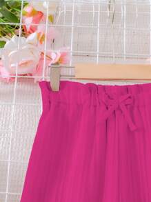 Tween Mädchen Sommerhose Einfarbig mit Schleifendekor und weitem Bein und taillierter Taille, lange Hose