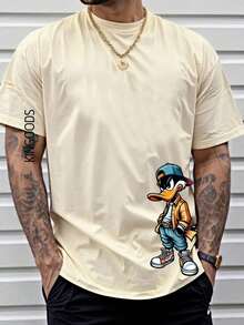 Camiseta Masculina Pato Estiloso Camisa 100% Algodão Malha Premium - Bege - Visão 1