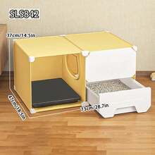 Fully Enclosed Cat Litter Box, Deodorizing, Sidewalk Style Anti-Splash, Drawer Design Cat Toilet - Multicolor - View 4