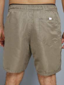 Men's Bermuda Shorts, High Elasticity Gym, Plain Tactel - Café integral - Ver 2