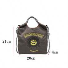 日式刺绣托特包，尼龙面料手提包，手机和零钱包，休闲百搭女士斜挎包 - 彩色 - 查看 3