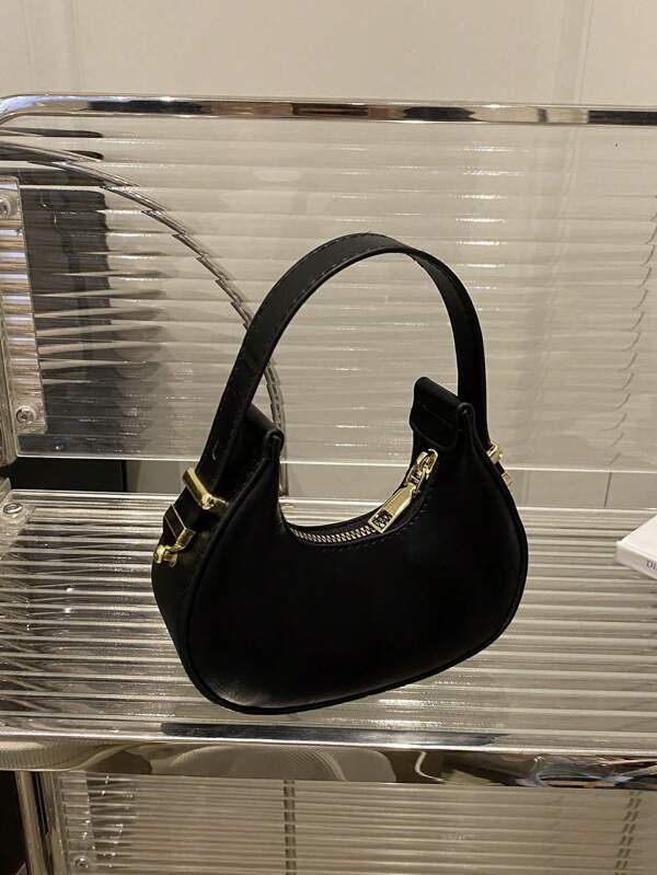 Spring And Summer Festival New Women's Bag, Fashion Retro Mini Crescent Bag, Zipper Opening, Shoulder Strap Adjustable, Small Capacity Lightweight Minimalist Handbag