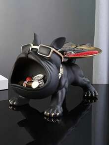 1pc Bulldog Figurine Storage Decor, Large Mouth Dog Statue Artistic Crafts, Home Living Room Office Bookshelf Decor, Tabletop Display Foyer Decoration, Handmade Home Decor Style Doll, Suitable As Small Gift, Home Essentials