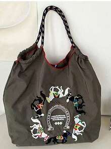 全新时尚刺绣斑马图案大容量手提包女士时尚百搭单肩托特包 - 彩色 - 查看 4