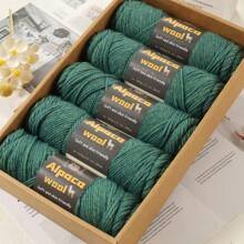 500g/245m Alpaka Wolle Garn, dickes Strickgarn für selbstgemachte Kleidung, Winterpullover, Schal, Mütze, Handschuhe, Knieschoner, Mehrfarbig, 5 Bälle/Packung