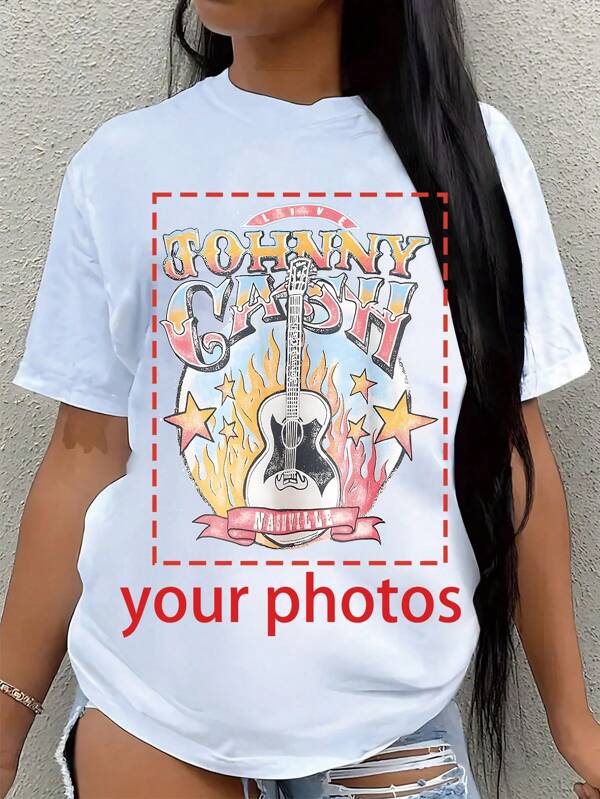 Vêtements personnalisés grande taille pour femmes, impression personnalisée d'amis/couple/animal de compagnie/frère ou sœur/selfie/photos de famille, 2XL 3XL 4XL 5XL, t-shirt grande taille personnalisé