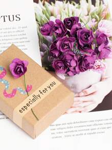 3 lots de roses miniatures artificielles en papier de couleurs mélangées, fleurs artisanales petites pour artisanat, fleurs miniatures pour bouquet de mariage. Fleurs en papier miniatures avec tiges pour artisanat DIY, scrapbooking et embellissement