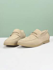 Luxury Men's Slip-On Penny Loafers, Faux Suede Casual Shoes, Soft & Comfortable, Breathable, Fashion & Elegant, Suitable For Business, Party, Wedding, Graduation, Spring/Summer/Autumn, Plus Size Old Money Chic Autumn - Khaki - View 12