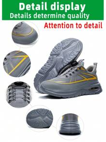 Zapatos de trabajo para hombres con puntera de acero, resistentes al impacto, anti-perforación, resistentes al desgaste, suela antideslizante, cómodos y ligeros, aptos para actividades al aire libre y seguridad
