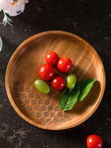 1pc Vintage Wooden Round Food Plate (20cm)