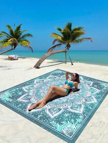 1 pieza Nueva Esterilla/Toalla de playa impermeable y anti-arena con estampado digital, de patrones de moda y frescos, adecuado para camping y picnics - Multicolor - Ver 6