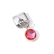 1 chiếc/5 chiếc Mặt dây chuyền tròn bằng thép không gỉ, kiểu Ý, làm thủ công, đính đá, phụ kiện tự làm theo yêu cầu. - Nhiều màu - Xem 3