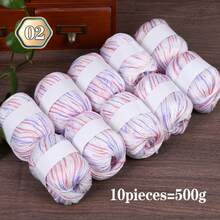 10 包，500 克，彩色桑蚕丝纱线，渐变花色纱线，手工编织毛衣、背心、披肩等。