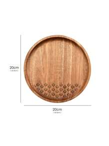 1pc Vintage Wooden Round Food Plate (20cm)