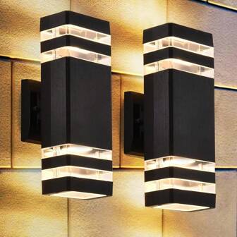 CANMEIJIA 可定制户外壁灯，亚克力花卉图案水晶外观，IP65 防水 LED 室内/室外家居装饰壁灯，E27 灯泡支架，方形/圆形灯具，适用于露台、楼梯、街道、室内/室外空间