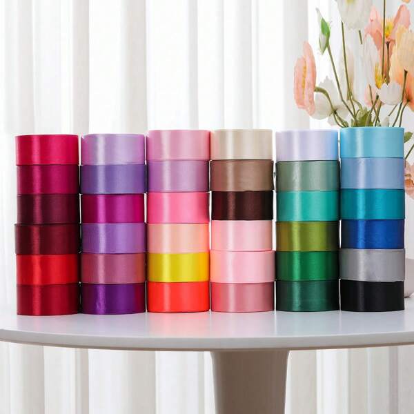 1rolls Of Luxury Silk Satin Ribbon 25 Yards/1.57 Inches Wide Silk Satin Ribbon Crafts Bow Handmade DIY Gift Packaging Wedding Decorations, Ribbon Bouquets, Crafts Supplies, Fabrics, Handmade Wedding Bouquet Materials, Gift Wrapping Materials, Cake Decoration Ribbon, Wedding Decoration