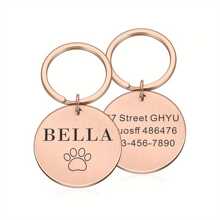 1pc Customizable Laser Engraved Personalized Text Metal Pet ID Tag, Metal Pet Cat/Dog Tag For Anti-Loss