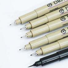 Set de 6 bolígrafos de punta fina negros en miniatura, bolígrafos de múltiples tamaños de línea para dibujos, ilustraciones, bocetos, animación, de vuelta a la escuela