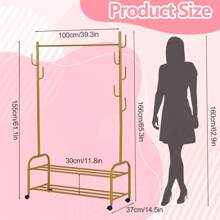 Vincidern Gold Clothing Rack With Wheels, Double Layer Shelf, Heavy Duty, 39.4W Inches, For Clothes, Shoes, Bags Coat Rack Back To School Travel Essentials Room Decor, Home Decor, Bedroom Decor Storage Organization And Storage