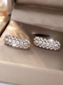 Vanel 2 pièces Boucles d'oreilles en cuivre incrusté de cubique zirconium étincelant, convenant pour les fêtes, les banquets, la décoration de mariage des femmes, des accessoires de bijoux de mariage élégants