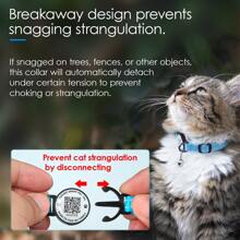 Catpro 1Pc Smart ID Cat Collar, With Pet ID Tag Anti-Lost Feature, Equipped With Bell And Reflective Design, Adjustable Collar (Note: NO GPS, No Need To Download App, Scan QR Code With Camera To Access Pet Profile)