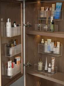 1 Stück platzsparender an der Wand montierter Organizer - ohne Bohren, transparente Aufbewahrungsbox für Haushalts- und Studentenwohnheim Erste-Hilfe-Kits, Körbe, Kästen und Behälter für Haushaltsorganisation, Badezimmer Kosmetikaufbewahrung