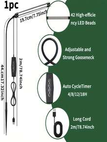 Yogle 6000K Full Spectrum Gooseneck Plant Growth Light, Adjustable Brightness, Auto Timer 4/8/12 Hours, Suitable For Indoor Potted Plants, Bonsai/Plants/Indoor Greenery (Semi-Enclosed)