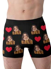 Customized Boxer Briefs For Boyfriend, Husband, Or Him – Personalized Men's Underwear With Heart Design – Funny, Cute, And Adorable Custom Boxer Shorts In Size XS-3XL – Unique Valentine's Day, Birthday, Anniversary, Or Holiday Gift