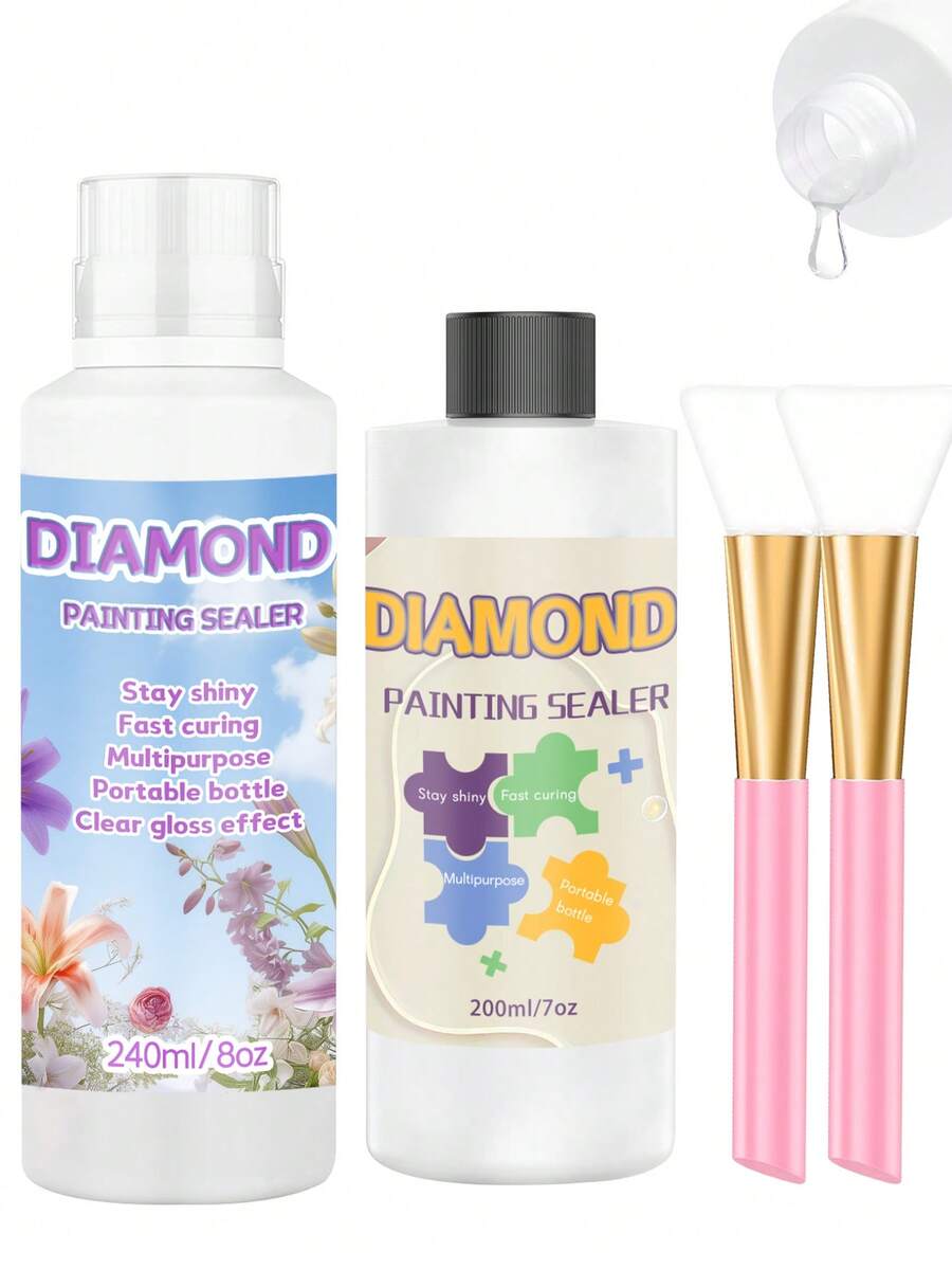 Diamond Painting Sealant Kit 200/240ml, Diamond Painting Glue For Diamond Painting, Diamond Art Glue To Protect Diamond Paintings, Permanent Glittering Diamond Art Sealant Kit - Diamond Painting Sealant - View 1