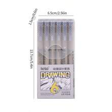 Set de 6 bolígrafos de punta fina negros en miniatura, bolígrafos de múltiples tamaños de línea para dibujos, ilustraciones, bocetos, animación, de vuelta a la escuela
