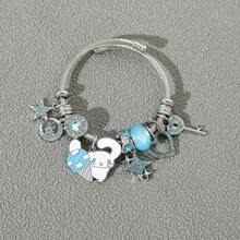 Sanrio 1pc Cartoon Sanrio Series KT Cat, Little White Rabbit, Kuromi Heart Rhinestone Alloy Bracelet, Cute & Versatile For Daily Wear
