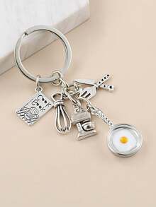 1 件/2 件/5 件不粘锅煎蛋钥匙扣，可爱吊坠，趣味配饰，送给朋友和家人的礼物汽车配件包饰学院风哥特 Y2k