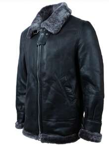 AVIATRIX Men's Real Leather Shearling Jacket JEE2 - Black - View 2
