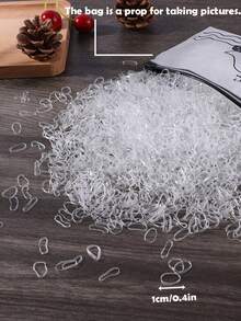 3000pcs/100pcs Disposable Women's Fashion Minimalist Street Casual High Elasticity 1cm/0.4in Transparent Hair Ties Suitable For, Hair Accessories - Clear - View 2