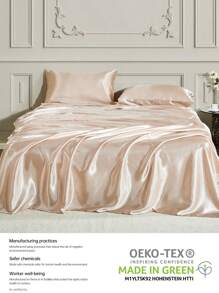 1pc Premium Silky Satin Flat Sheet, Soft Breatheable Wrink-Free Better For Sleep, Luxury Hotel Style, Gift For Mom Dad Friend, Champagne,Deep Pocket Bed Sheet, Soft And Breathable, For All Size Bed -Twin, Full, King, Queen Size Sheet