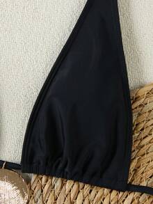 Hàng mới về, màu đen trơn, kiểu dáng thanh lịch, phong cách Âu Mỹ, bikini gợi cảm dành cho nữ, thích hợp cho kỳ nghỉ hè, đi biển. - màu đen - Xem 4