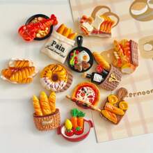 12 Pieces Of Delicious Food-Themed Fridge Magnets, Creative Decorative Magnetic Stickers For Kitchen, Home, Office And Whiteboard, Various Miniature Food Models Of Fake Bread, Pizza And Pastries For Fridge And DIY Handicrafts.