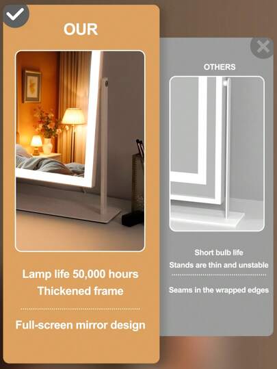 FENCHILIN 30 Cm 41 Adjustable Verlichting Makeup Spiegel LED Lights Mirror, Illuminated Tabletop Slimme Touch Operation Beautiful Rooms Bedrooms, Removable 10x Magnifying view 3