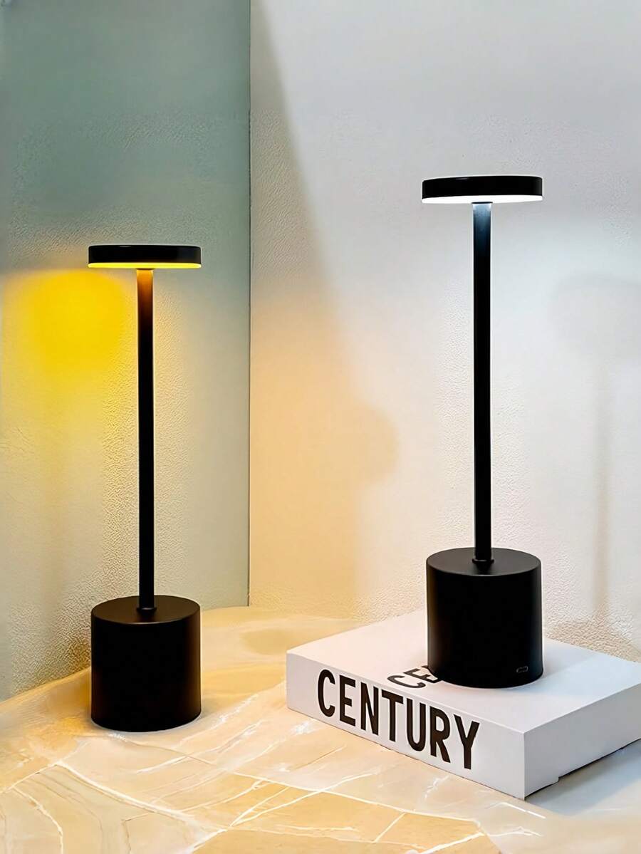 1 件复古金属触摸 LED 台灯 - 卧室 USB 充电护眼灯 - 内置 1200mAh 电池，3 种颜色模式（暖黄/自然白/暖白），可调光，带底部按钮开关，适用于卧室、书房、餐厅和酒吧派对桌面氛围照明，是生日、圣诞节、万圣节的完美礼物