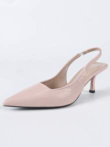 女士尖头高跟鞋，秋季新款，百搭精致，细高跟，绑带设计，性感优雅的闭趾高跟凉鞋，猫跟，优雅 - 藕粉色 - 查看 7