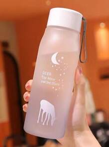1pc 560ml Straight Tall Heatproof Frosted Glass Water Bottle, Large Capacity Portable Summer Drinkware With Anti-Drop Design