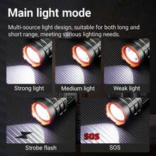 Super Bright LED Outdoor Camping Hiking Flashlight With Powerful Focused Light Source, 5 Adjustable Beams, USB Rechargeable Cell Phone, Smart Power Display, Telescopic Zoom, Perfect For Emergencies, Hiking, Camping And Outdoor Adventures. - 灰色 - 查看 3