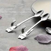 1pc Stainless Steel Cat Design Coffee Spoon, Creative Cat Dessert Spoon, Machine Washable And Reusable, , Suitable For Restaurants, Kitchens, Parties, Weddings, Gifts For Cat Lovers Back To School