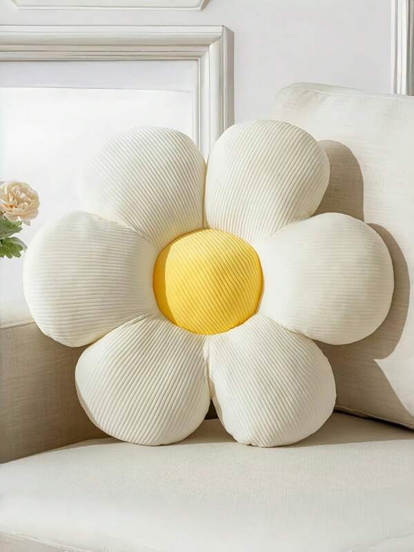 Blumenförmige Kissen, weiße florale dekorative Kissen, geeignet für Betten und Sofas, süße blumenförmige Plüsch-Ästhetik-Kissen, weiche Gänseblümchen-Bodenkissen, geeignet für Weihnachts- und Halloween-Dekorationen.
